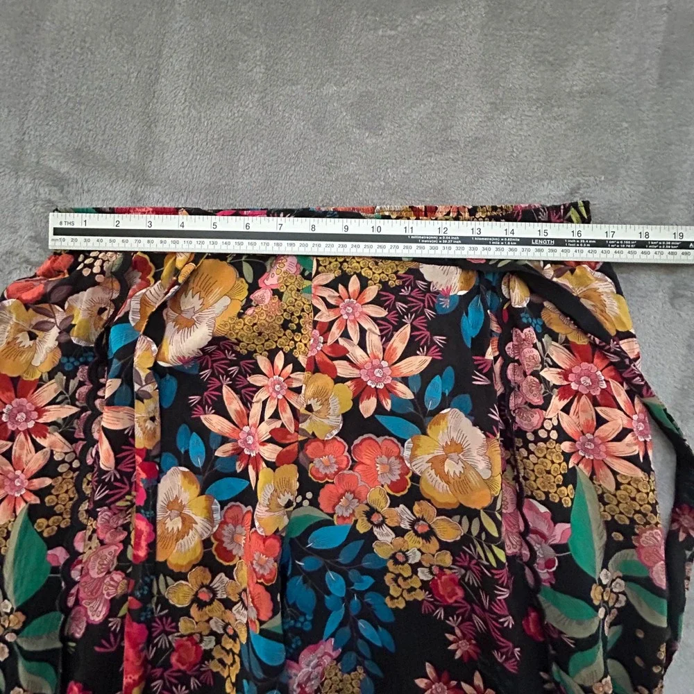 Johnny Was Womens L Floral Wide Leg Pants Open Side Scalloped Hem Boho - Picture 12 of 12